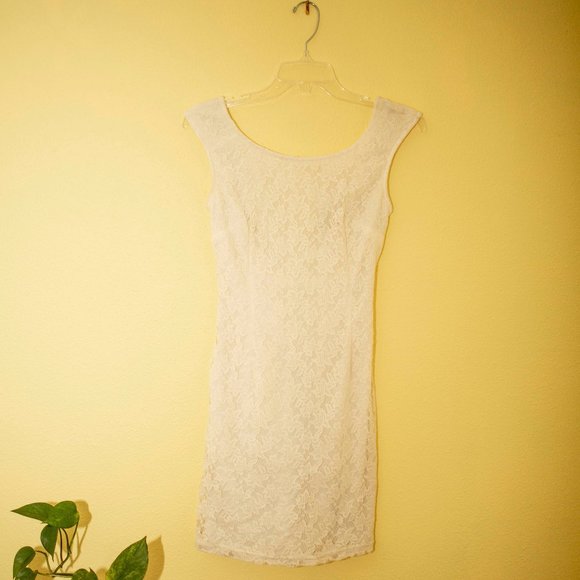 Zara Lacy White Dress Knee-length - Picture 1 of 5